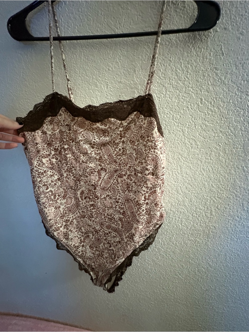 wild fable Brown Paisley Lace-Trim Satin Camisole